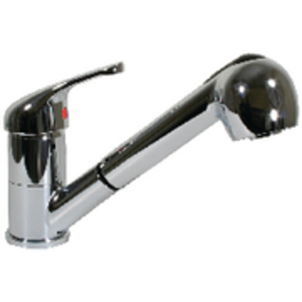 Scandvik 10871 Single Lever Galley Faucet w Pull-Out Sprayer, 5Ft Chrome-Flex Ho 10871